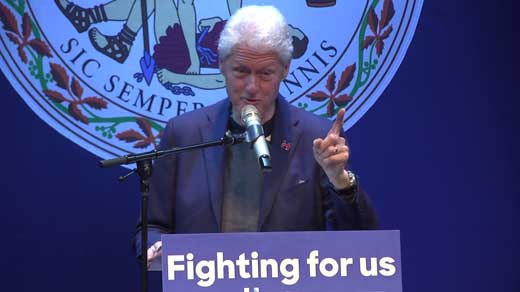 Former President Bill Clinton campaigns for his wife Hillary Clinton on SundayÂ in Milford NH