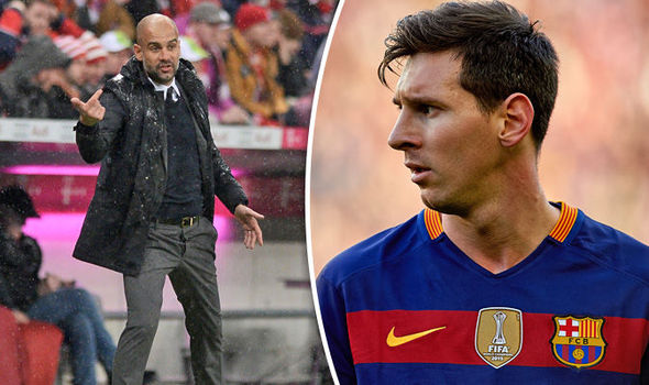 Pep Guardiola and Lionel Messi