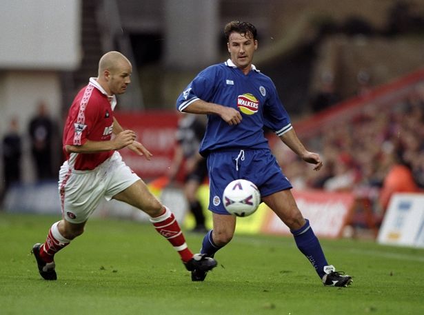 Danny Mills of Charlton Athletic in action against Steve Walsh of Leicester City