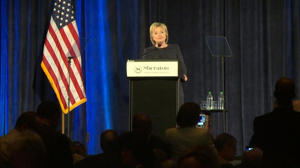 Hillary Clinton at Saturday's dinner