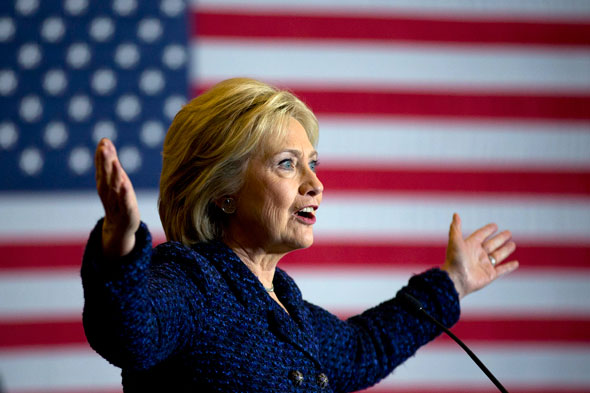 Hillary Clinton gives a speech at Simpson College in Indianola Iowa in January 2016