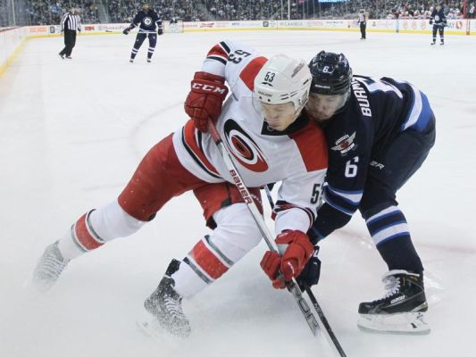 Carolina Hurricanes Jeff Skinner and Winnipeg Jets