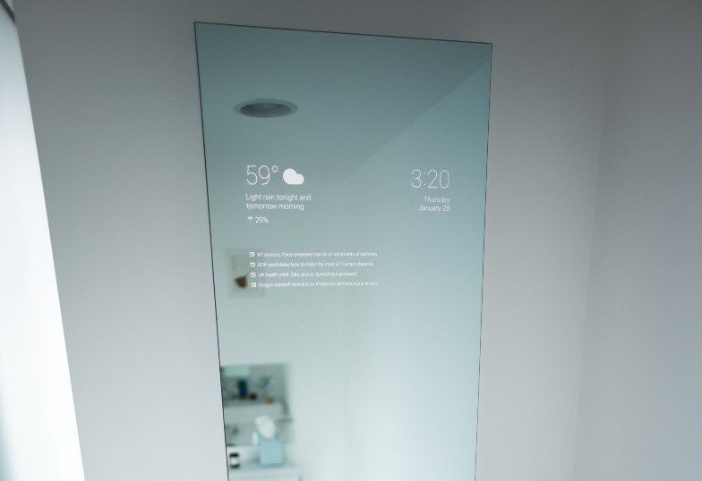 Android Google Now Bathroom Mirror