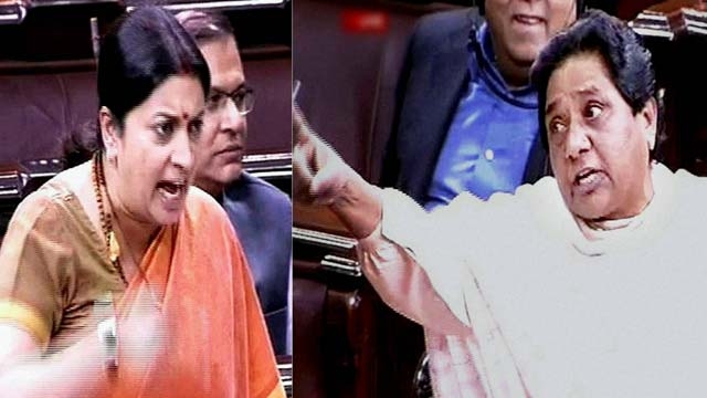 In Parliament today Mayawati reminds Smriti Irani of her offer of 'beheading&#039