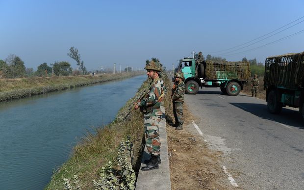 Indian security forces secure the Munak canal which supplies water to New Delhi