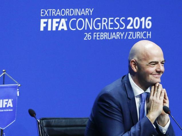 Newly elected FIFA president Gianni Infantino attends a news conference during the Extraordinary FIFA Congress in Zurich Switzerland on Friday