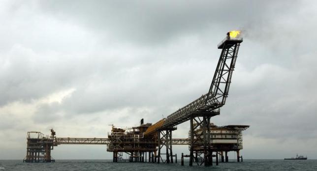 The SPQ1 gas platform is seen on the southern edge of Iran's South Pars gas field in the Gulf off Assalouyeh 1,000 km south of Tehran in this