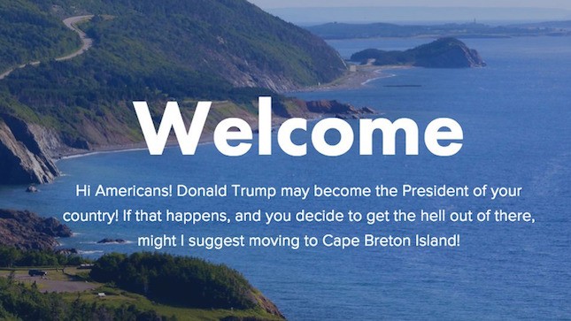 Website welcomes Americans to Cape Breton if Trump is elected