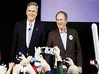 Jeb Bush is joined by his brother former President George W. Bush on the campaign trail for the first time on Monday at a rally in North Charleston S.C