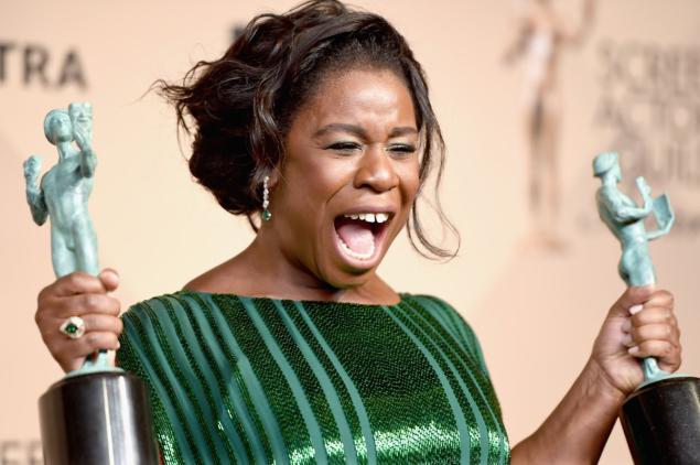 Actress Uzo Aduba winner of Best Actress in a Comedy poses in the press room