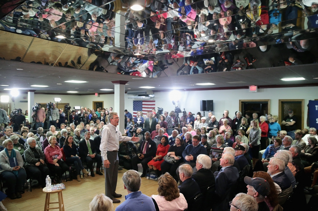 Jeb Bush holds a campaign town hall meeting at the Alpine Club on Monday in Manchester N.H