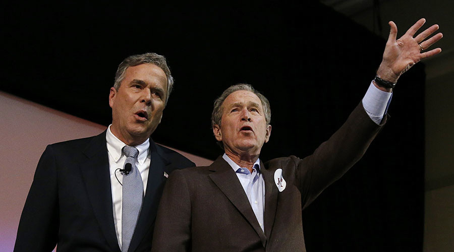 Jeb and George Bush at a Monday campaign event in North Charleston