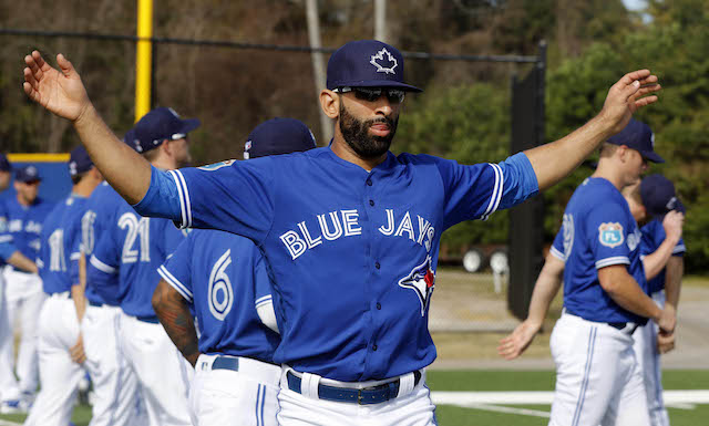 Jose Bautista possibly demonstrating how large he'd like his next contract to