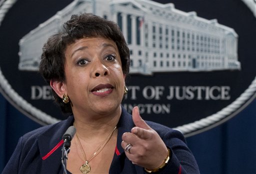 Attorney General Loretta Lynch speaks during a news conference at the Justice Department in Washington,Wednesday Feb. 10 2016 about Ferguson Missouri. The federal government sued Ferguson on Wednesday one day after the city council voted to revise