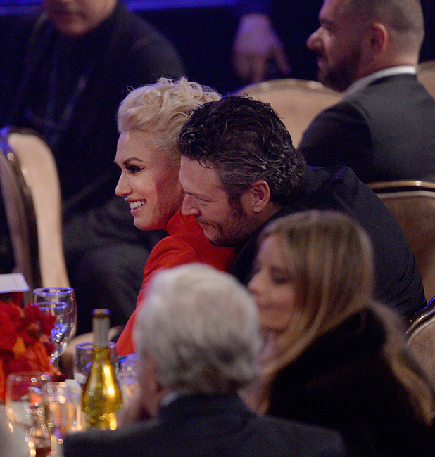 Gwen Stefani and Blake Shelton attend the 2016 Pre-GRAMMY Gala and Salute to Industry Icons honoring Irving Azoff at The Beverly Hilton Hotel