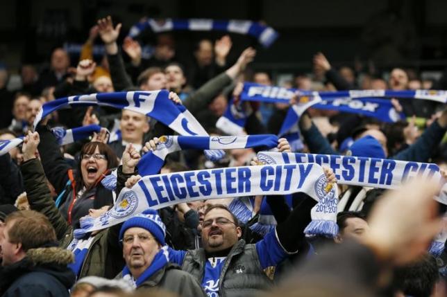 Football- Manchester City v Leicester City- Barclays Premier League- Etihad Stadium- 6/2/16 Leicester City fans celebrate at the end of the game Action Images via Reuters  Jason Cairnduff  Livepic