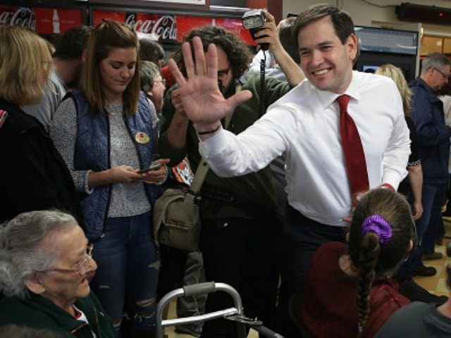 Republican presidential candidate Sen. Marco Rubio takes a tour of Globe Manufacturing before holding a town hall event with employees