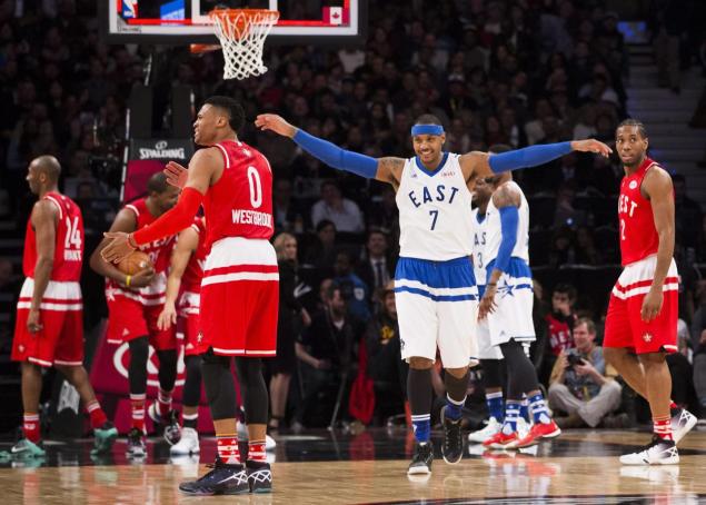 Carmelo Anthony plays in the All Star Game while battling a balky knee as he gears up for the remainder of the season