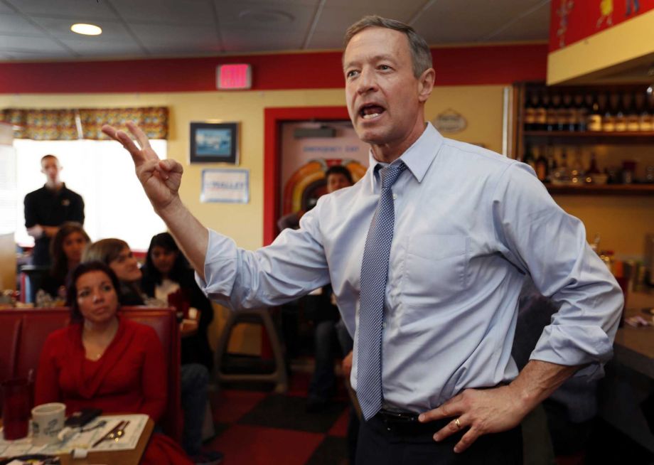 Democratic presidential candidate former Maryland Gov. Martin O'Malley speaks during a campaign stop at the Tilton Diner in Tilton N.H. O'Malley is ending his bid for the Democratic nomination for president on Fe