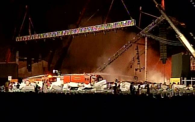 Massive fire breaks out on stage at Make In India week event