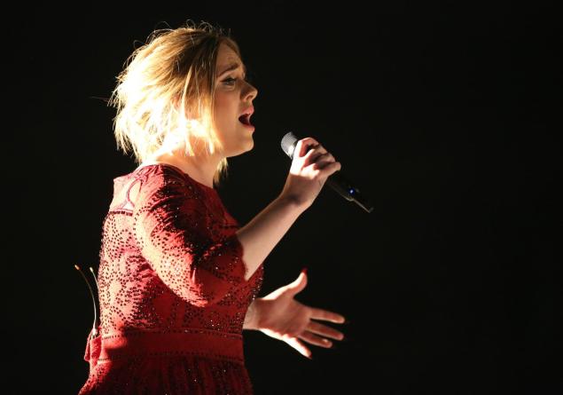 Adele performs at the 58th annual Grammy Awards on Monday Feb. 15in Los Angeles