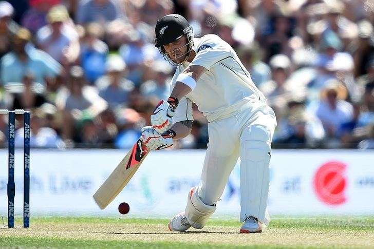 New Zealand's captain Brendon Mc Cullum hits a boundary during the first day of the second test against Australia in Christchurch New Zealand