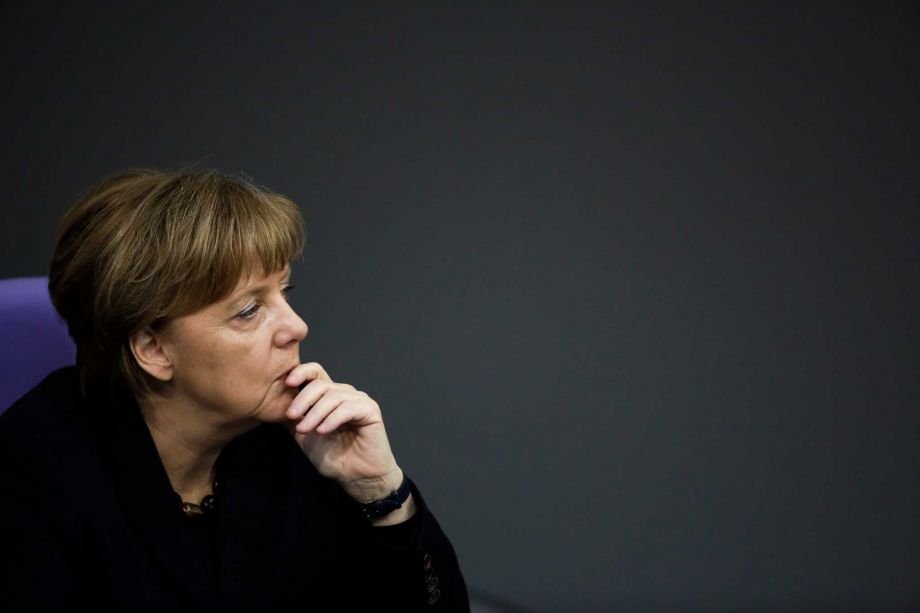 German Chancellor Angela Merkel listens to the debate after her speech a day before an EU council meeting at the German parliament Bundestag in Berlin Germany Wednesday Feb. 17 2016. Merkel said that it’s in Germany’s national interest for Britai