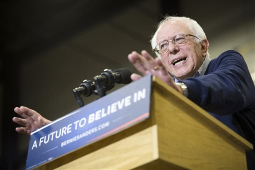 Democratic presidential candidate Sen. Bernie Sanders I-Vt. speaks during a campaign stop at Great Bay Community College Sunday Feb. 7 2016 in Portsmouth N.H