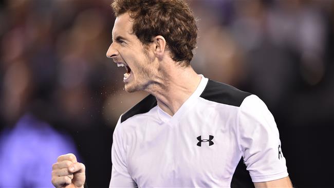 Britain's Andy Murray reacts during his men's singles semi-final match against Canada's Milos Raonic on day twelve of the 2016 Australian Open tennis tournament in Melbourne