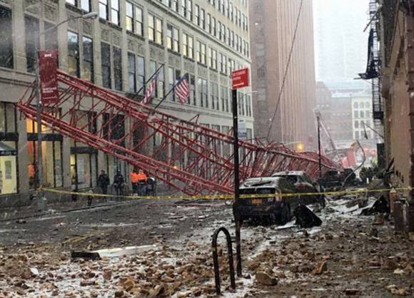 Crane collapse in New York City crushes several cars