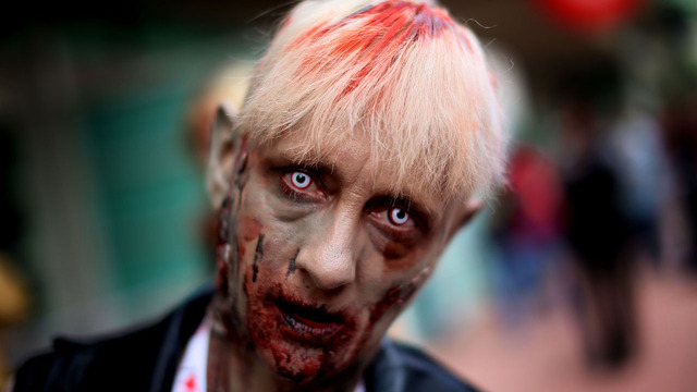 Lisa Kruis shows her zombie outfit at Comic Con at the San Diego Convention Center