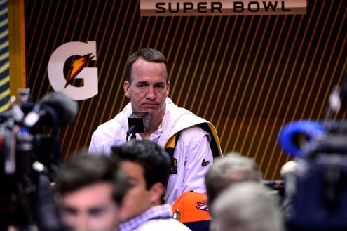 Peyton Manning at Super Bowl 50 media day on Monday