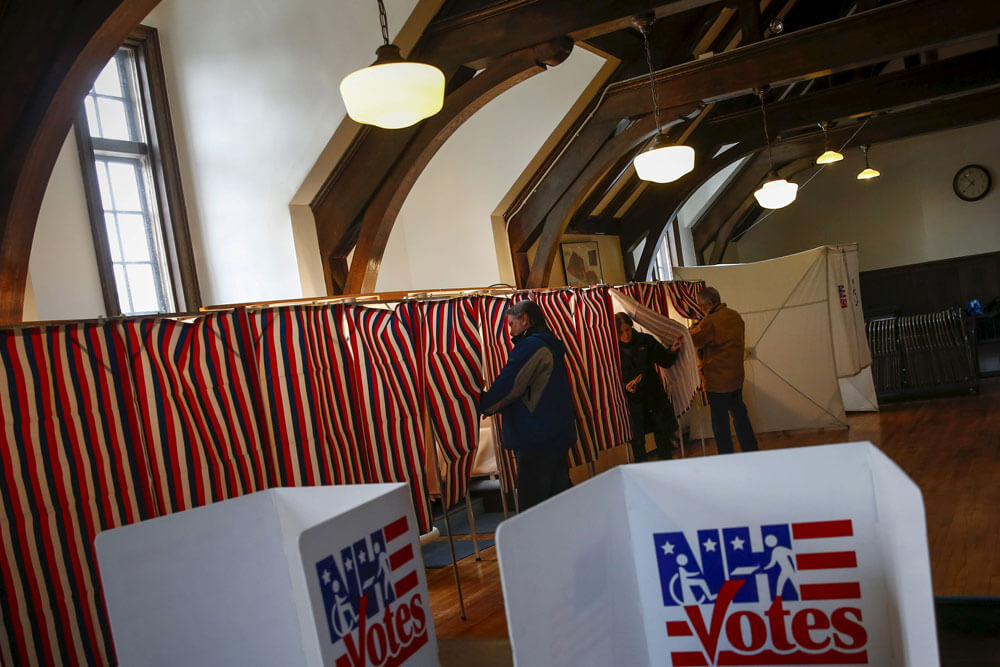 Residents vote in New Hampshire's first-in-the-nation primary in Bethelehem Town Hall New Hampshire