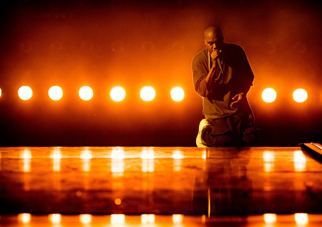 Recording artist Kanye West performs onstage at the 2015 iHeartRadio Music Festival at MGM Grand Garden Arena