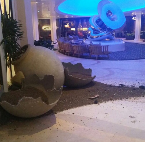 Royal Caribbean cruise ship hit by strong storm.