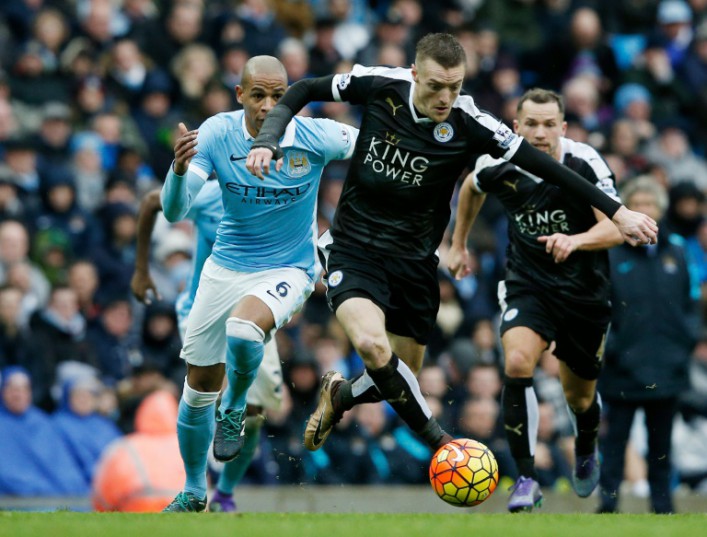 AFP  File  Adrian Dennis Leicester City's striker Jamie Vardy runs during the English Premier League football match between Manchester City and Leicester City at the Etihad Stadium in Manchester England