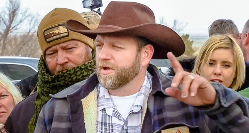 Ammon Bundy speaks at a press conference in Oregon