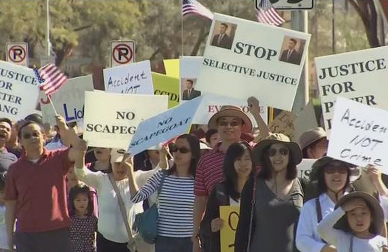 Protesters say ethnicity a factor in police officer's conviction