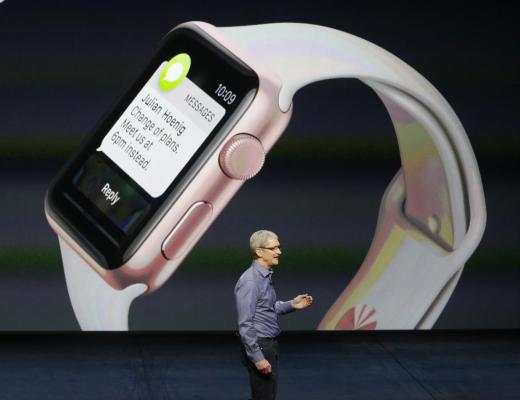 Apple CEO Tim Cook presents the Apple Watch