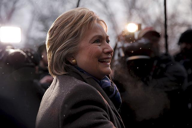 Hillary Clinton visiting a polling place in Manchester N.H. on Tuesday