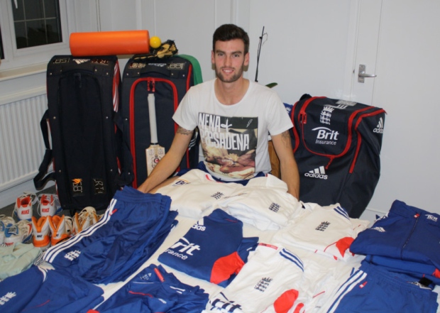 Reece Topley preparing for an England trip at his family home in Polstead near Hadleigh