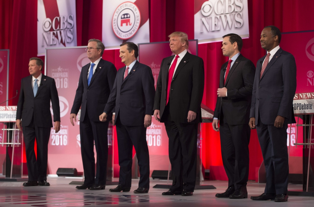 Republican presidential candidates arrive for the CBS News Republican Presidential Debate in Greenville South Carolina