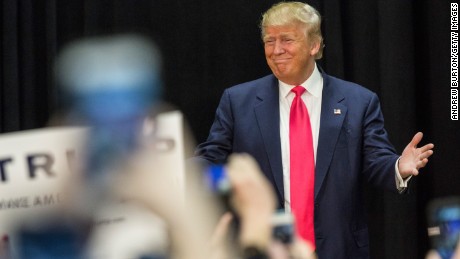 Republican presidential hopeful Donald Trump speaks at a rally at Great Bay Community College