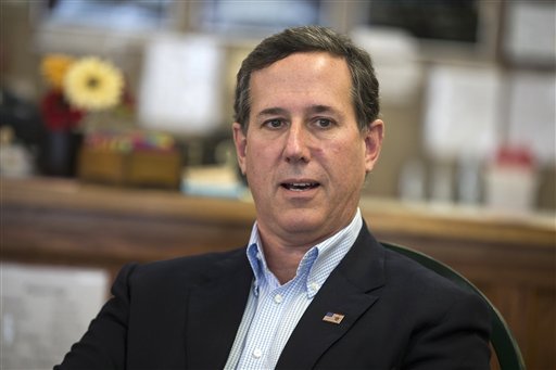 2016 former Pennsylvania Sen. Rick Santorum meets with voters in Greenfield Iowa. Santorum said Wednesday Feb. 3 2016 that he is suspending his second bid for the White House