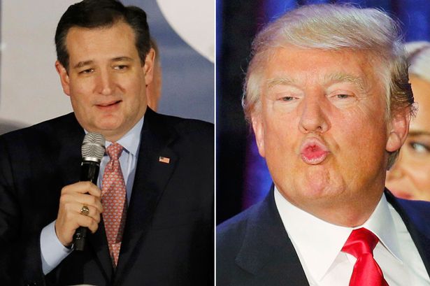 Rivals Cruz left won the Iowa Caucus while Trump right came second