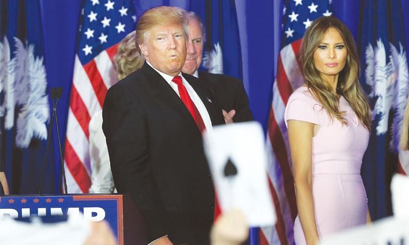 SPARTANBURG Republican presidential candidate Donald Trump speaks at an election night party here on Saturday.—AFP