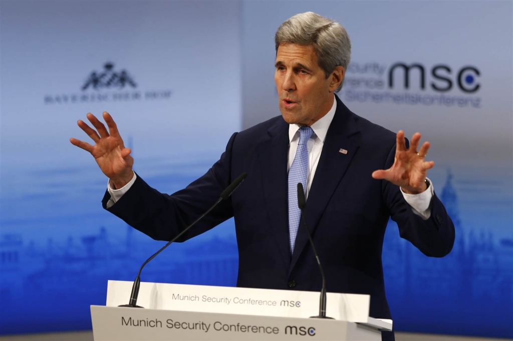 Secretary of State John Kerry gestures during his speech at the Security Conference in Munich Germany on Feb. 13 2016. Matthias Schrader  AP