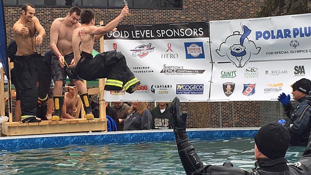 Several people braved the frigid temperatures of the water during the annual Polar Plunge for Special Olympics on Thursday