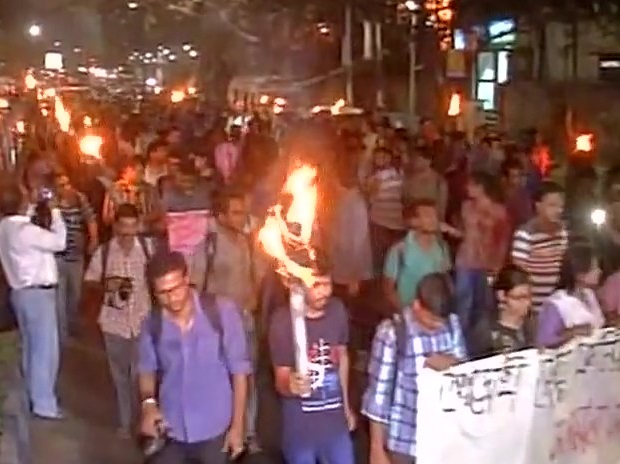 Students of Jadavpur University hold protest march in Kolkata anti-national slogans raised