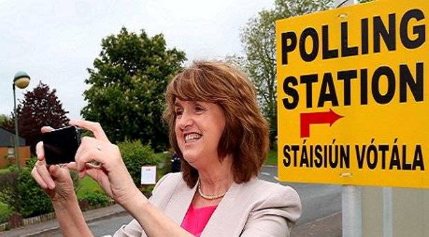 Tanaiste Joan Burton takes a 'selfie&#039